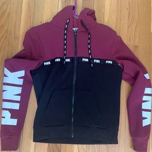 Victoria’s Secret burgundy maroon logo zip up sweatshirt hoodie NWOT